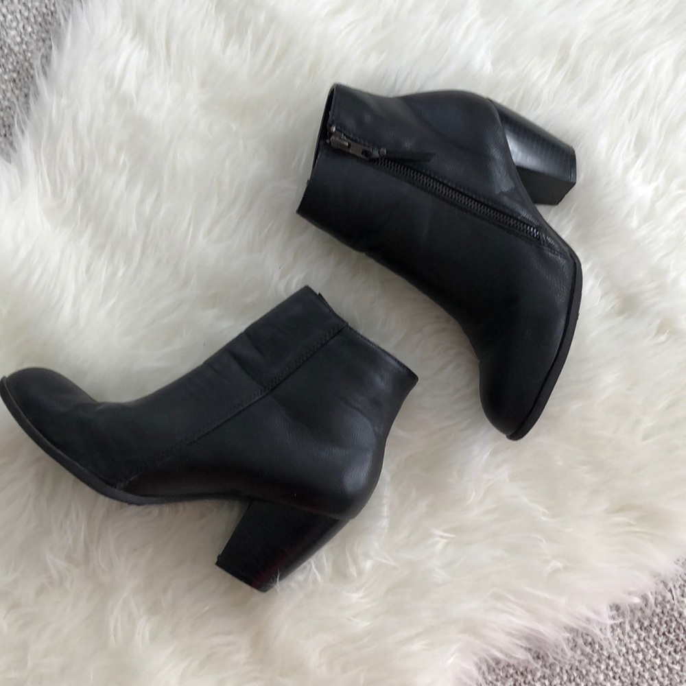 Synthetic Leather Black Booties